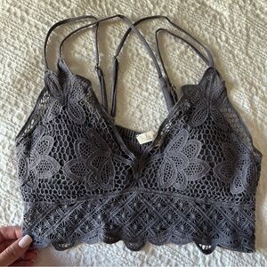 Lace Crochet Bralette - Dusty Blue